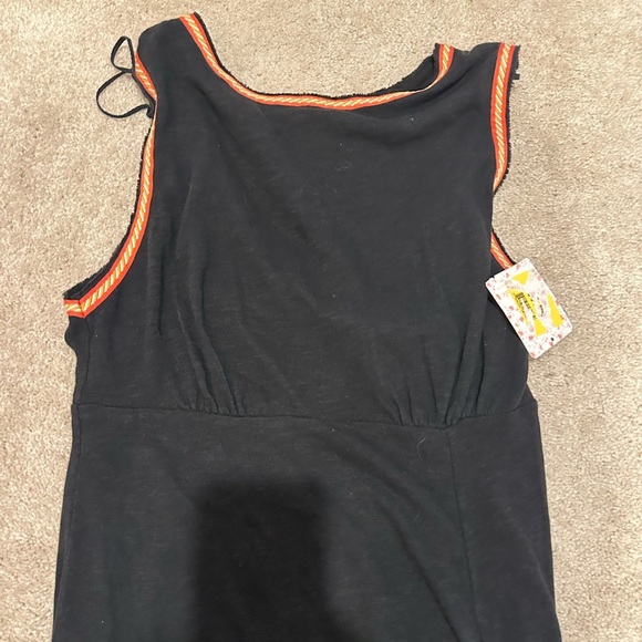 FREE PEOPLE Sabrina Black Cotton Knit Open Back Maxi Dress Boho Sz M NWT - Picture 4 of 5